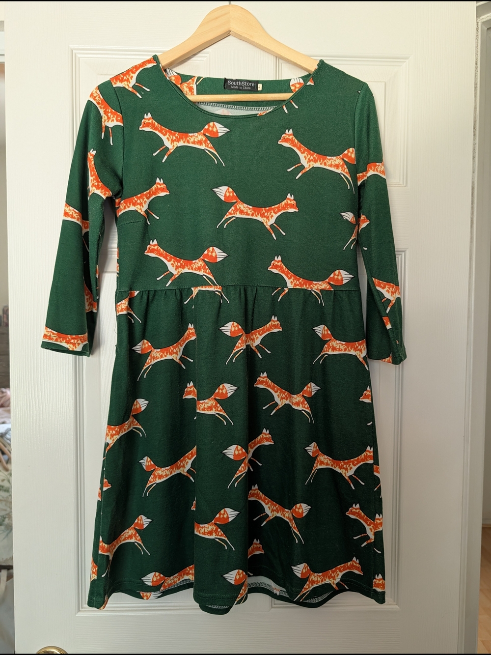 Green Fox Print Dress